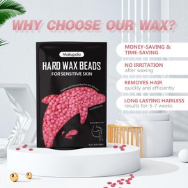 Makupala Hard Wax Beads Bulk for Coarse Hair Removal, 3lb Brazilian Waxing Beads for Sensitive Skin Body Bikini Legs Face, Professional Pink Wax Beans Refill for Women Men, At Home Salon Spa Use Rose