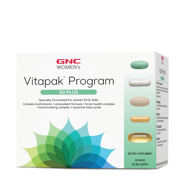 GNC Ultra Mega Women's 50 Plus Vitapak Program | Full Nutrient System Designed for Women Over 50 | Supports Bone, Eye, and Brain Health | 30 Packs