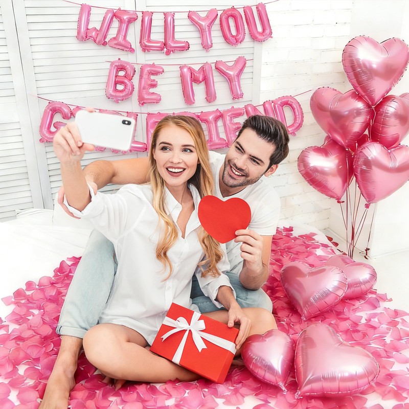 16 Inches Pink 'WILL YOU BE MY GIRLFRIEND' Proposal Letter