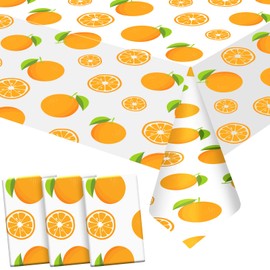 Tudomro Little Cutie Party Tablecover, Fruit Orange Tablecloth for Cutie is on The Way Birthday Party, Baby Shower, Summer Outdoor Picnics, Sweet Baby Parties Decorations(3 Pieces)