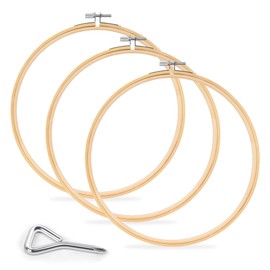 Caydo 3 Pieces Embroidery Hoop with Metal Screw Tool, 8 Inch Bamboo Embroidery Hoops for Embroidery and Sewing, Large Cross Stitch Hoop for Home Crafts and Ornaments