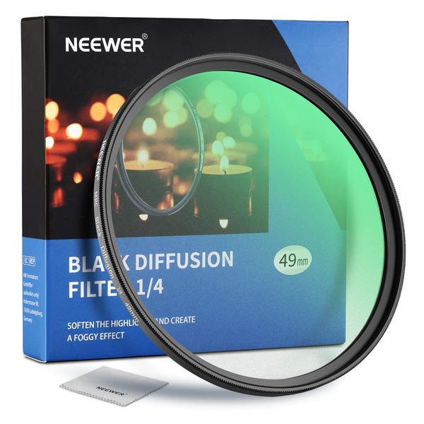 NEEWER 49mm Black Diffusion 1/4 Filtro Difusión Negro Cámara de