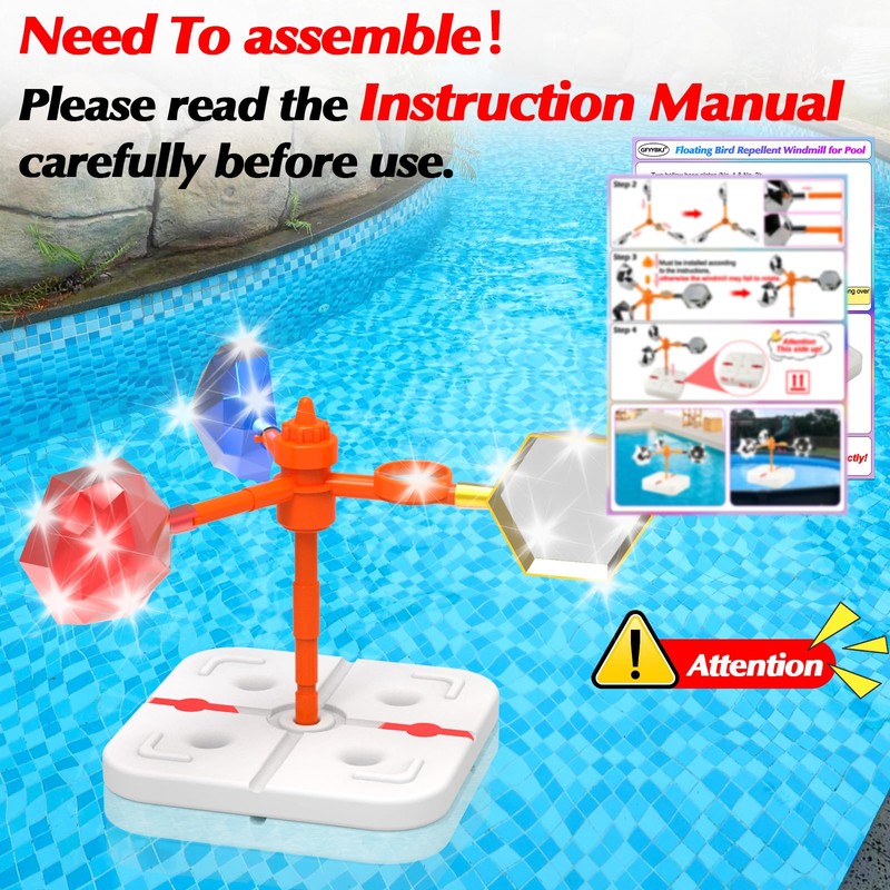 Pool Bird Deterrent Device, Floating Reflective Bird Deterrent Windmill 02