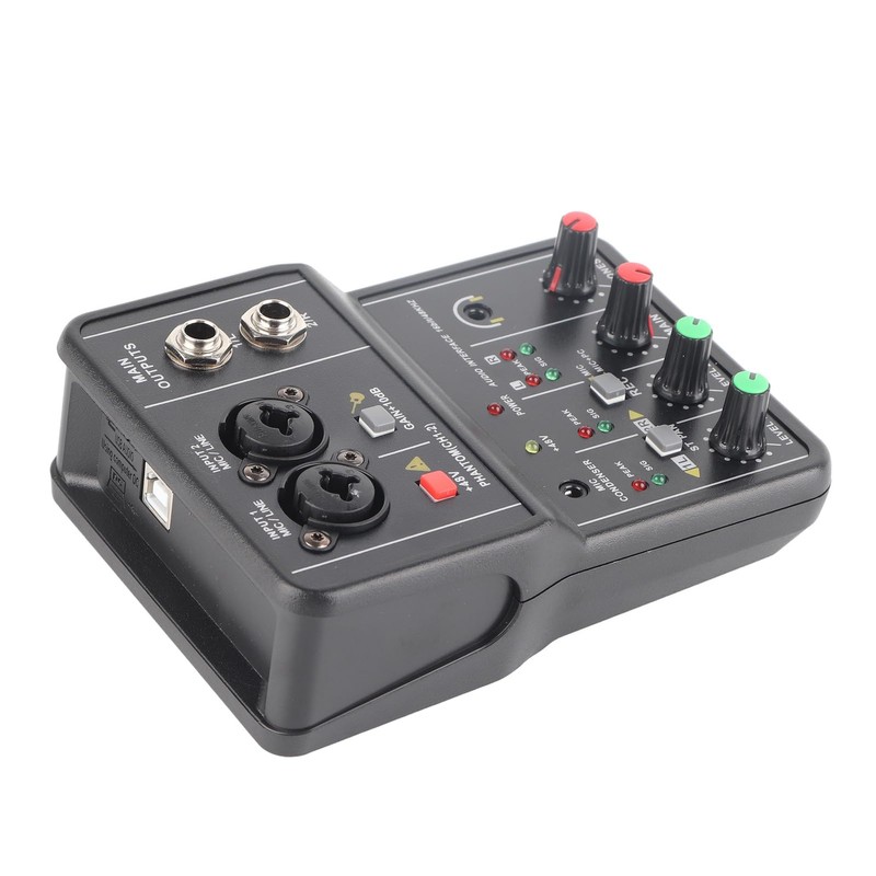 2 Channels Sound Card Mixer, High Accurate USB Sound Console