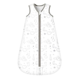 Mosebears Sleep Sack Baby Winter Wearable Blanket with 2-Way Zipper,2.5 TOG Cotton Sleep Sack Unisex (White Cloud, 6-12 Months)