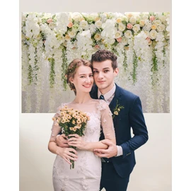 Mocsicka Wedding Flower Backdrop Wall Floral Bridal Shower Backdrops for Photoshoot Wedding Decoration for Reception White Rose Floral Photography Background Banner(7x5ft)