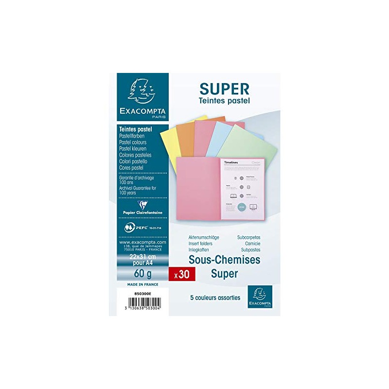 Exacompta - Ref 850300E - Super Square Cut Folders -