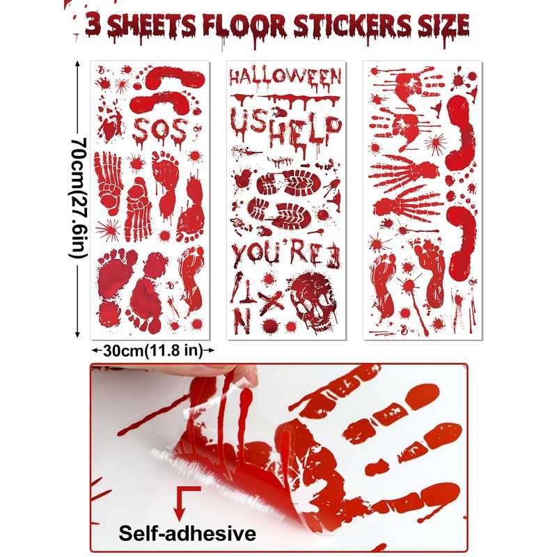 Wohohoho 11 Sheets/202 Pcs Bloody Halloween Decorations Set. 2 Giant