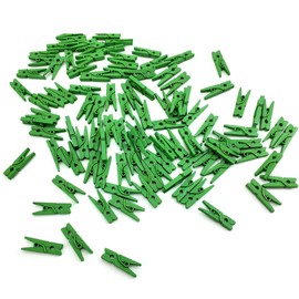 100 Small Mini Decorative Pegs Clips Wooden Clothes Pegs Mini Pegs Green (Green 25 mm)