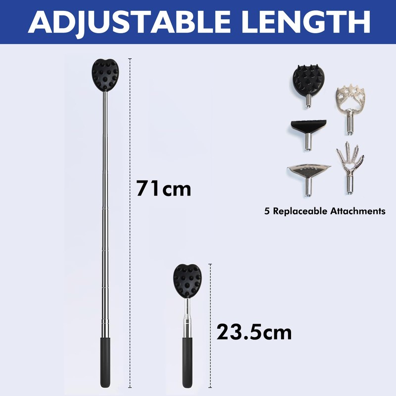 5-Piece Telescopic Back Scratcher Set, Stocking Stuffer Gadgets Gift Box,