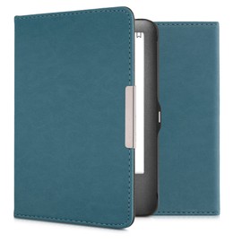kwmobile Flip Case Compatible with Tolino Shine (2013) Case - eReader Case Made of Faux Leather - Cover - Petrol Blue