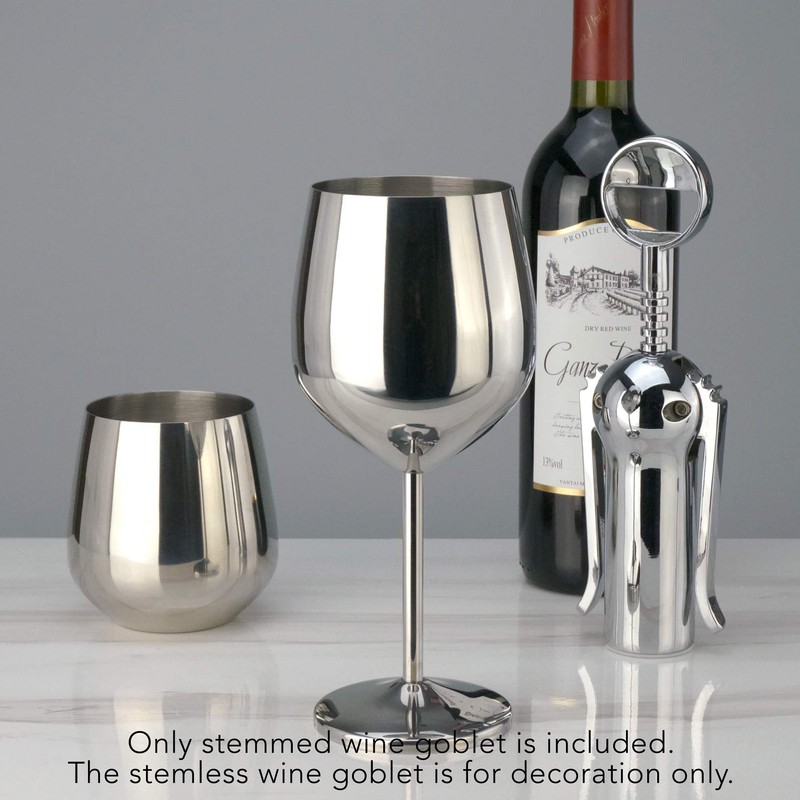 PG Set of 4 Stainless Steel Wine Glass - 18.5oz