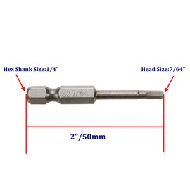 Rannb Hex Screwdriver Bit Set 1/4" Hex Shank, 7/64" Head Size S2 Steel Magnetic Head Screwdriver Drill Set Bits 2-Inch Length -10pcs