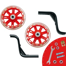 Bicycle Training Wheels - Metal, PVP, PP Training Wheels - Light Up Training Wheels for Kids Bike 14”-16” Wheel Size - Kids Bike Accessories w Extra Support Bracket (Red, 14 in)