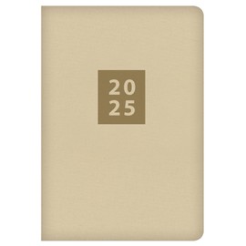 2025 Stylish Cream Textured Fabric Cover A5 Diary Week to View Planner