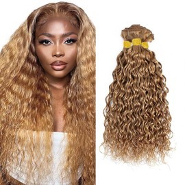 Labamiya Human Hair Bundles 12 14 16 Inch Honey Blonde 27# Water Wave Bundles Human Hair 12A Unprocessed Soft Sewn In Wave Hair for Black Women with Double Weft