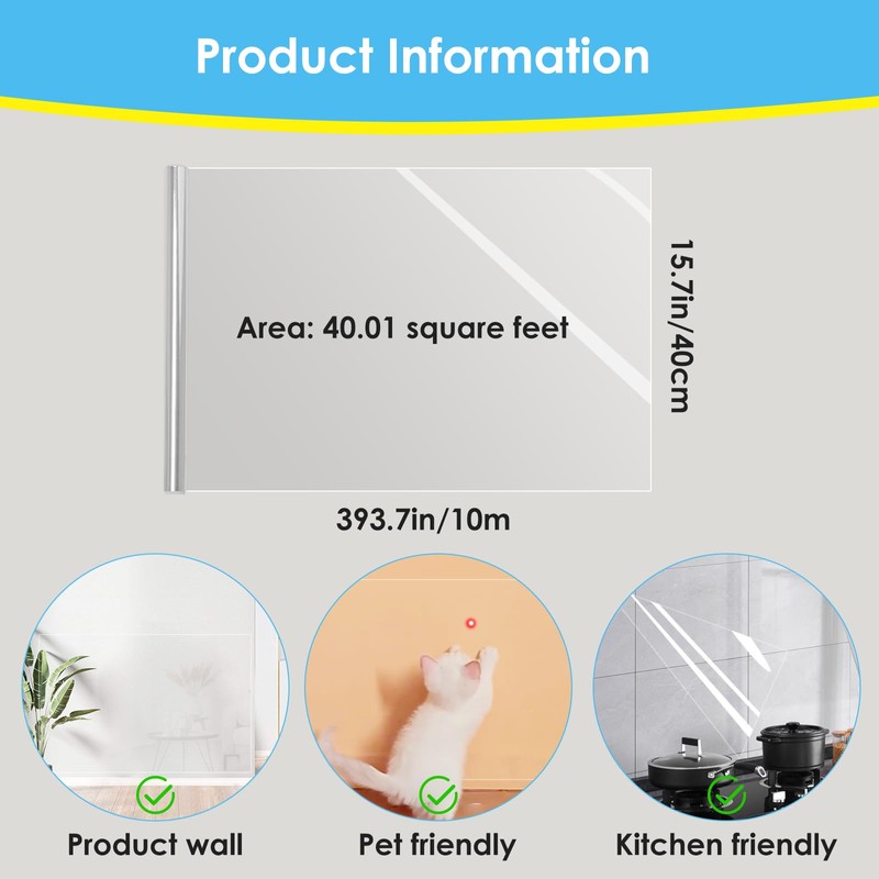 Electrostatic Wall Protective Film, Clear Wall Protector Film, Self-Adhesive Contact