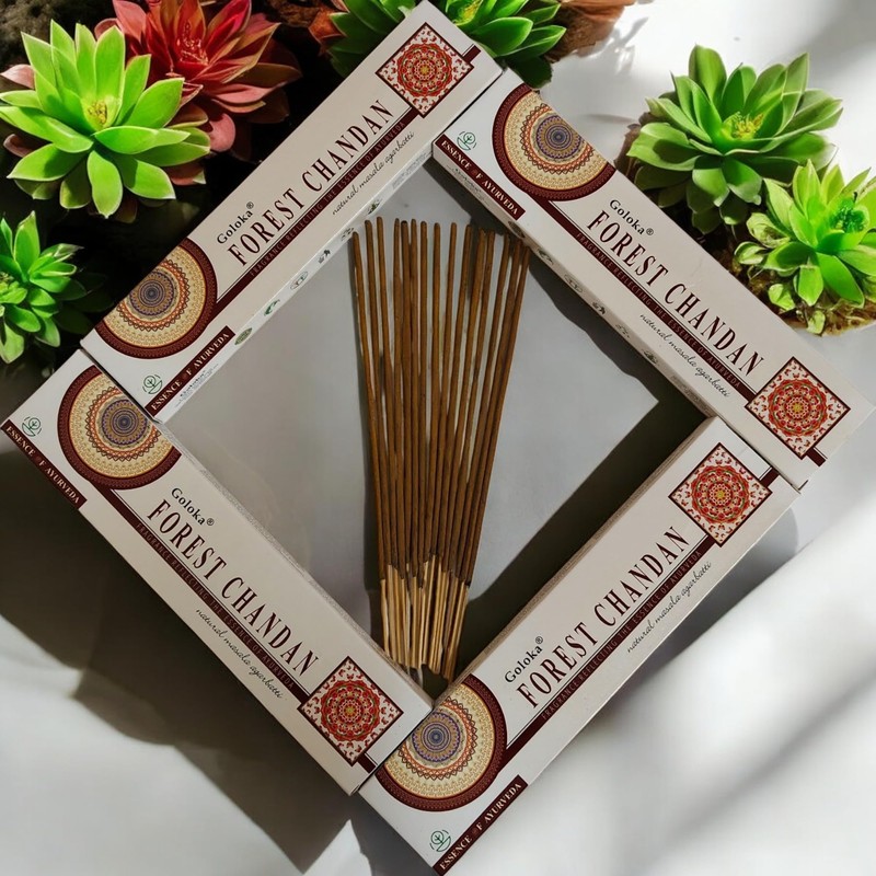 Goloka Forest Chandan Incense Sticks, 15g x 4 Packs, Ayurvedic