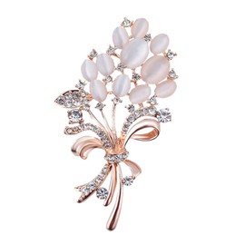 Reizteko Creative Artificial Opal Rhinestone Wheat Ears Flower Brooch Women Girls Lapel Scarf Pin