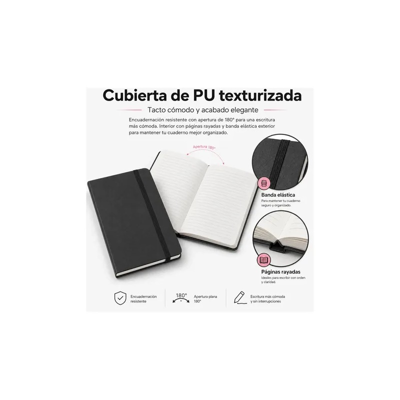 5pcs Libreta A5 Pasta Dura Escolar Oficina 5 Bolígrafos