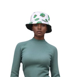 Reversible Pepe Frog Bucket Hat | Unisex Summer Beach Sun Cap | Foldable Fisherman Hat for Travel, Hiking, Shopping, Crypto Hat (UK, Alpha, One Size, One Size fits 55-58cm, Boring White)