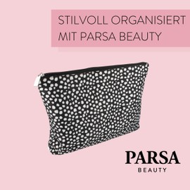PARSA Beauty Toiletry Bag / Cosmetic Bag Black - Toiletry Bag for Men and Women for Cosmetic Storage, black/white, Toiletry bag