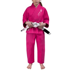 Hayabusa Essential Jiu Jitsu Gi Kids, Pearl Weave, Includes BJJ White Belt, IBJJF Compliant, Lightweight and Durable - Pink, Y4