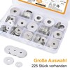 VIGRUE 225 Pieces Stainless Steel Flat Washers Set Washers Assortment