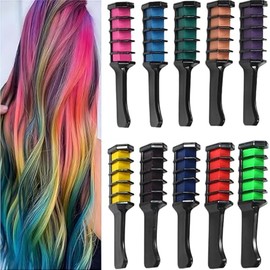 Peine de Tiza para el Cabello, 10 Colores Peine de Tiza Lavable Teñir Pelo