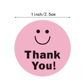MINBOOT Thank You Stickers, Thank You Stickers, Pack of 500, 1 (25 mm) Round Smile, Thank You Sticker, Smiling Facial Expression, Mother's Day, Wedding, Birthday, Anniversary, Appreciation Day