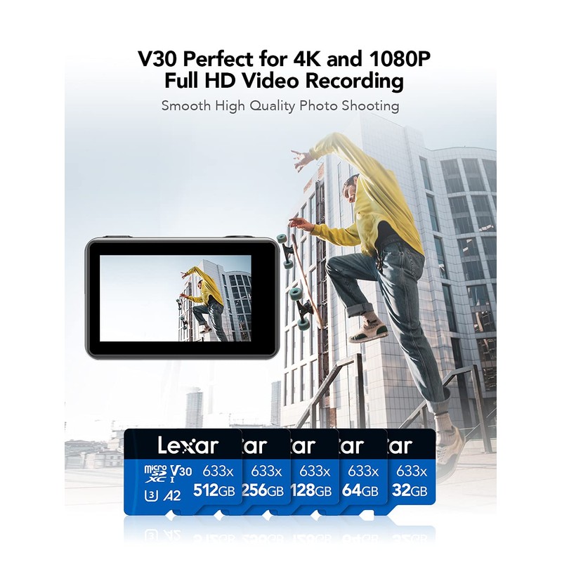 Micro SDHC con adaptador SD, Negro/Azul, 128 GB