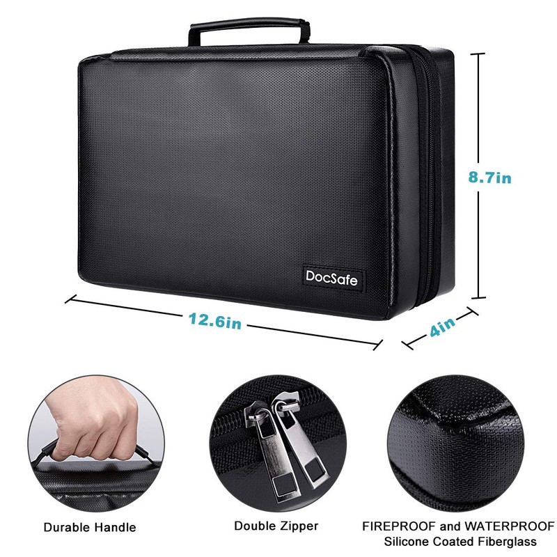 DocSafe Fireproof Battery Organizer Storage Box,Fireproof Waterproof Carrying Case Bag
