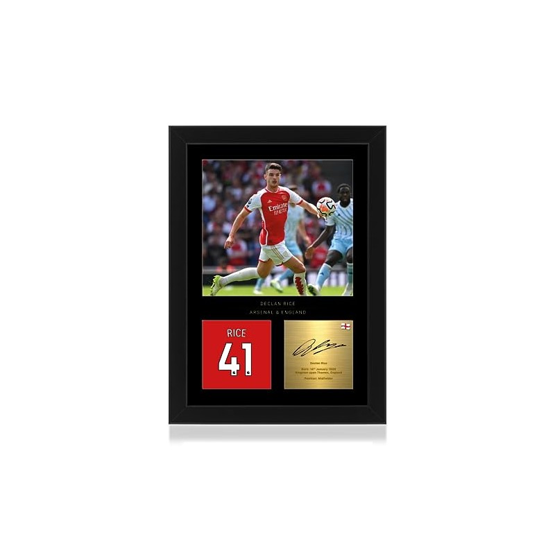 Declan Rice A4 Framed Photo Display - Reproduced Digital Signature