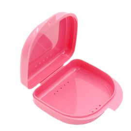 Wowlife Orthodontic Retainer Case Dental Container Denture Storage Boxes with Vent Holes (Rose)