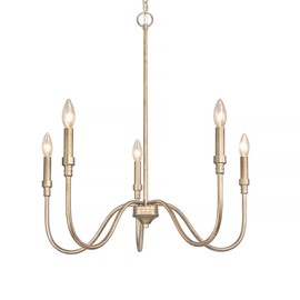Homebelife 5-Light Farmhouse Chandelier Lighting Fixture, Linear Pendant Light for Kitchen Island Living Dining Room, Antique Gold Finished