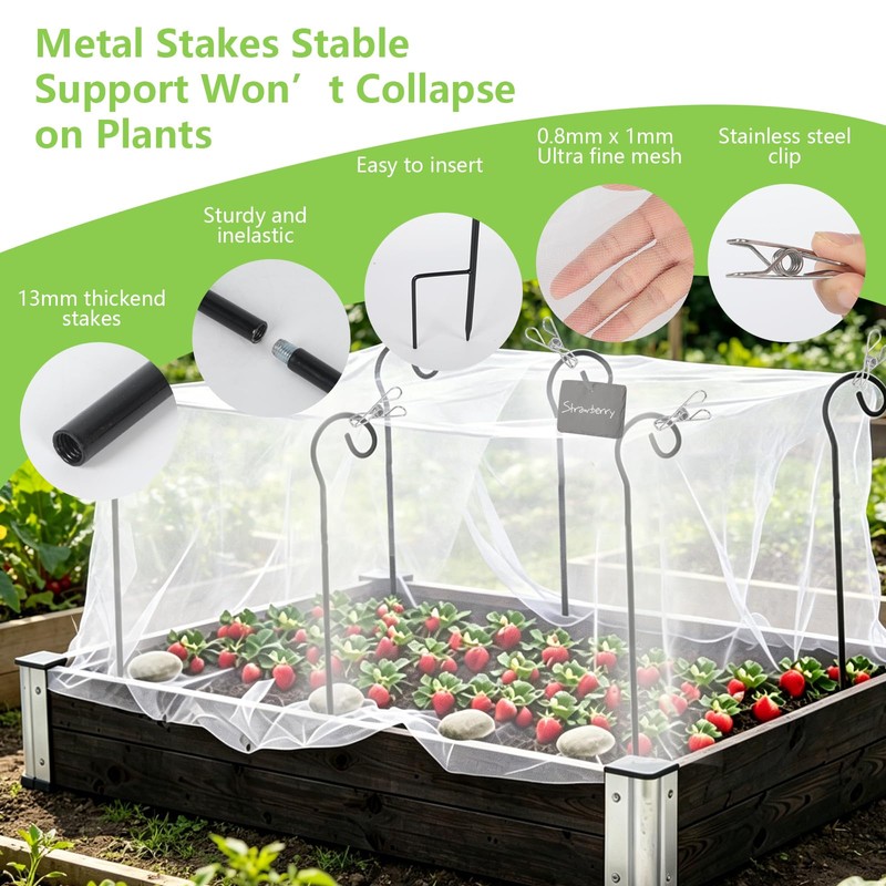 Reaeng Garden Netting Kit for Raised Beds, 10 x 13