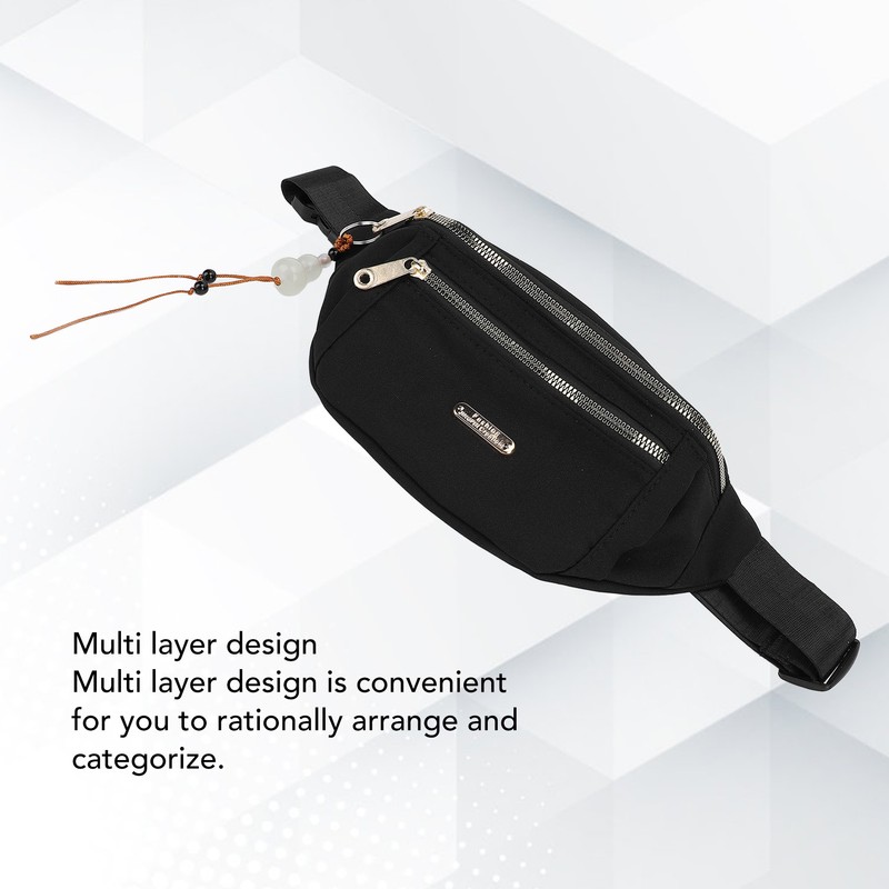 Waist Bag Multi Layer Stylish PU Smooth Zipper Large Capacity