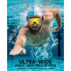 Zoomsnail Swim Goggles 2 Pack, Rimless Wide View Swimming Goggles for Adult, Anti-Fog Anti-UV No Leaking Pool Goggles for Men Women Youth