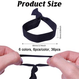 GLOBLELAND 36Pcs 6Colors Knotted Mens Hair Ties Elastic No Crease Ribbon Flat Man Bun Hair Tie for Men No damage Crease Breakage Men with Long Hair