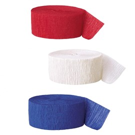 3 Rolls Red White Blue Crepe Paper Streamers Patriotic Decorations for 4th of July Independence Day Memorial Day Party Streamers Garland Hanging Backdrops Decorations