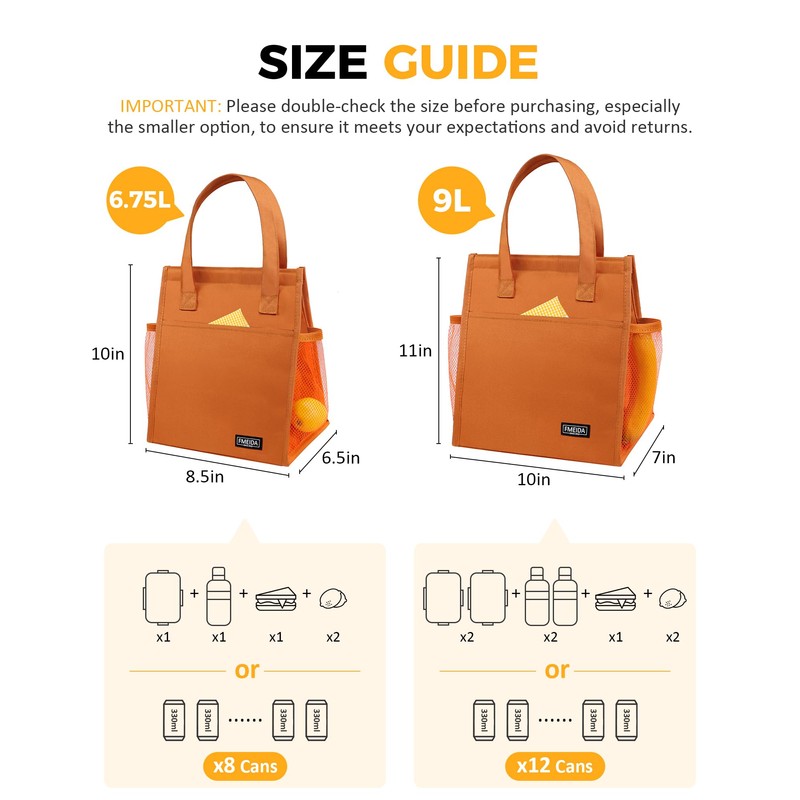 Fmeida Insulated Lunch Bag Women, 9L Large Lunch Bags with