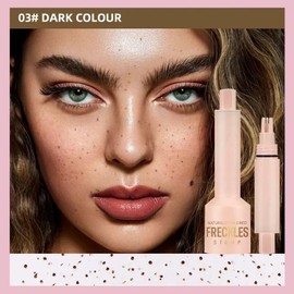 Freckle Stamp with 5 Point Precision Stamp Head, Natural Looking Faux Freckle Stamp Waterproof Fake Freckle Stamp Pen, High Pigment Long-Lasting Lifelike Sunkissed Pencil Tool Makeup (03# Deep)