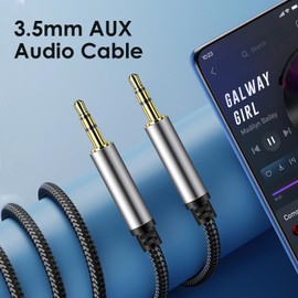 SAISN 3.5mm Audio Aux Cable, 2 Pack 3.5mm Male to Male Headphone Cable 3ft Nylon Braided Hi-Fi Stereo Audio TRS Cable Short Aux Cord for Car Home Stereos, Headphones, Speakers, Laptops, Black