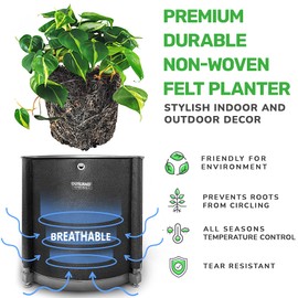 Outland Living Large Tomato Planter with Metal Trellis 68 Inch, 20 Gallon Fabric Pot with Drainage - Tall Cages for Climbing Outdoor Plants Cucumber, Grape, Beans and Flowers, Black (Pack of 1)