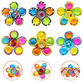 6Pcs Fidget Spinner Toys, Pop Fidget Spinners for Kids Boys Girls, Tie Die Simple Popper Fidget Spinners for Birthday Gifts Goodie Bag Basket Stuffers Classroom Prizes Party Favors