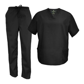 M&M Scrubs Men's Scrub Set Medical Scrub Tops and Pants (Small, Black)