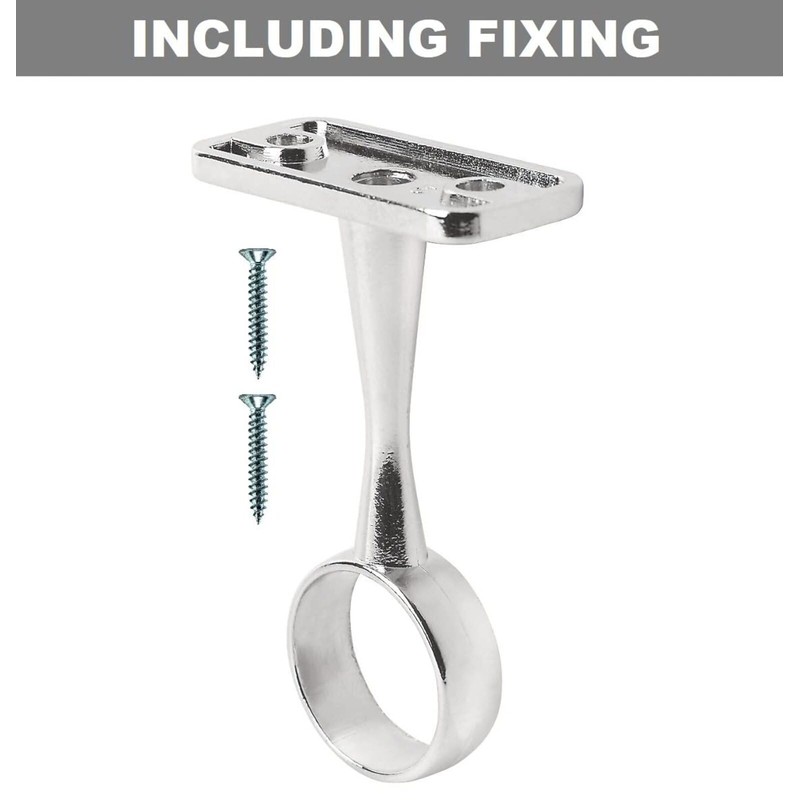 Generic Chrome Ceiling-Mount Bracket for 19mm Curtain Pole, Pack of