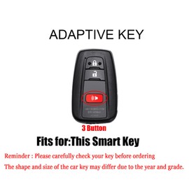 HIBEYO 3 Button Key Fob Cover Compatible with Toyota 4Runner 2016-2024 RAV4 Camry Prius Prado Key Leather & Alloy Key Cover Accessories with Keychians, A keychain black