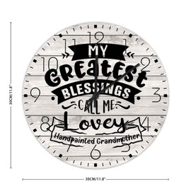 Wooden Wall Clock Battery Operated Non Ticking My Greatest Blessings Call Me Lovey Handpainted Grandmother Decorative Wall Clocks Home Decor for Yoga Room Kids Room Above Fireplace 12 Inch