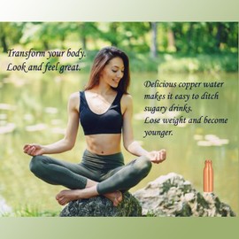 INDTRESOR - Botella de agua de cobre puro, hecha a mano, beneficios para la salud de Ayurveda, grande de 17 onzas, a prueba de fugas, fácil de transportar para deportes, fitness, yoga, escuela, acabado de cobre natural